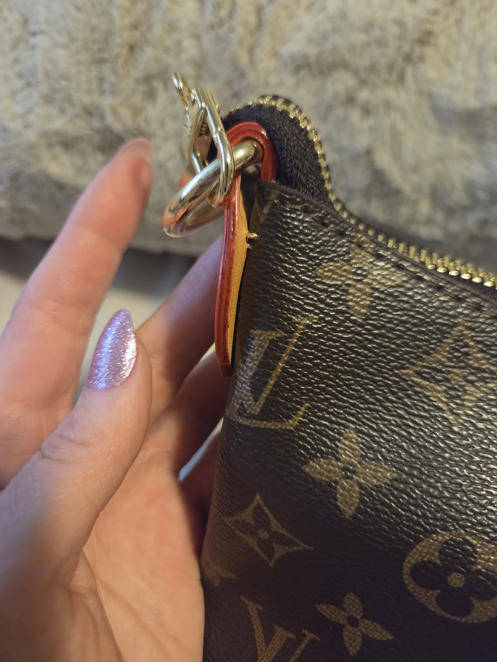 Brown Monogram Canvas Shoulder Bag with Gold Chain - Picture 9 of 10